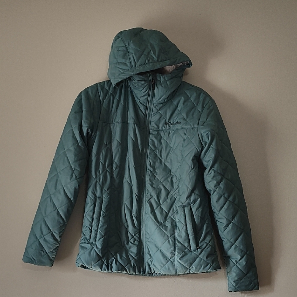 Columbia women Quilted Down Puffer Coat zip outdoors size Small
